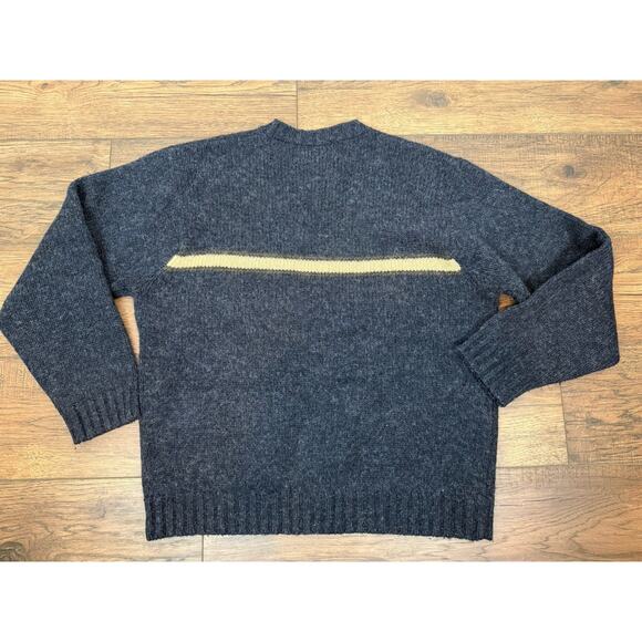 J. Crew 100% Shetland Wool Sweater Striped Pullover Crew Neck Blue Men’s Sz L - Picture 6 of 7